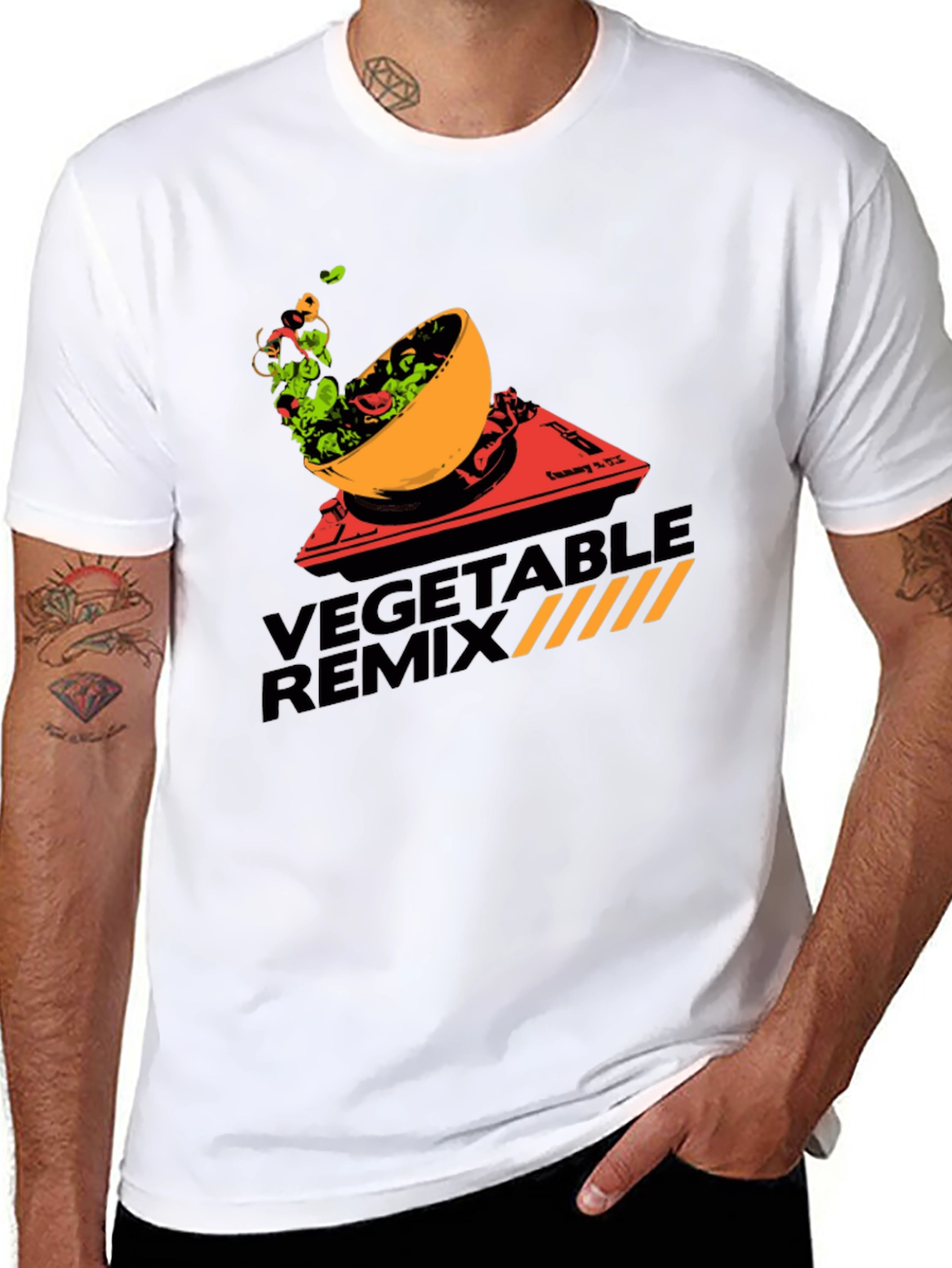 Black Vegetable Remix Graphic T-Shirt - Black Cotton Tee view 8