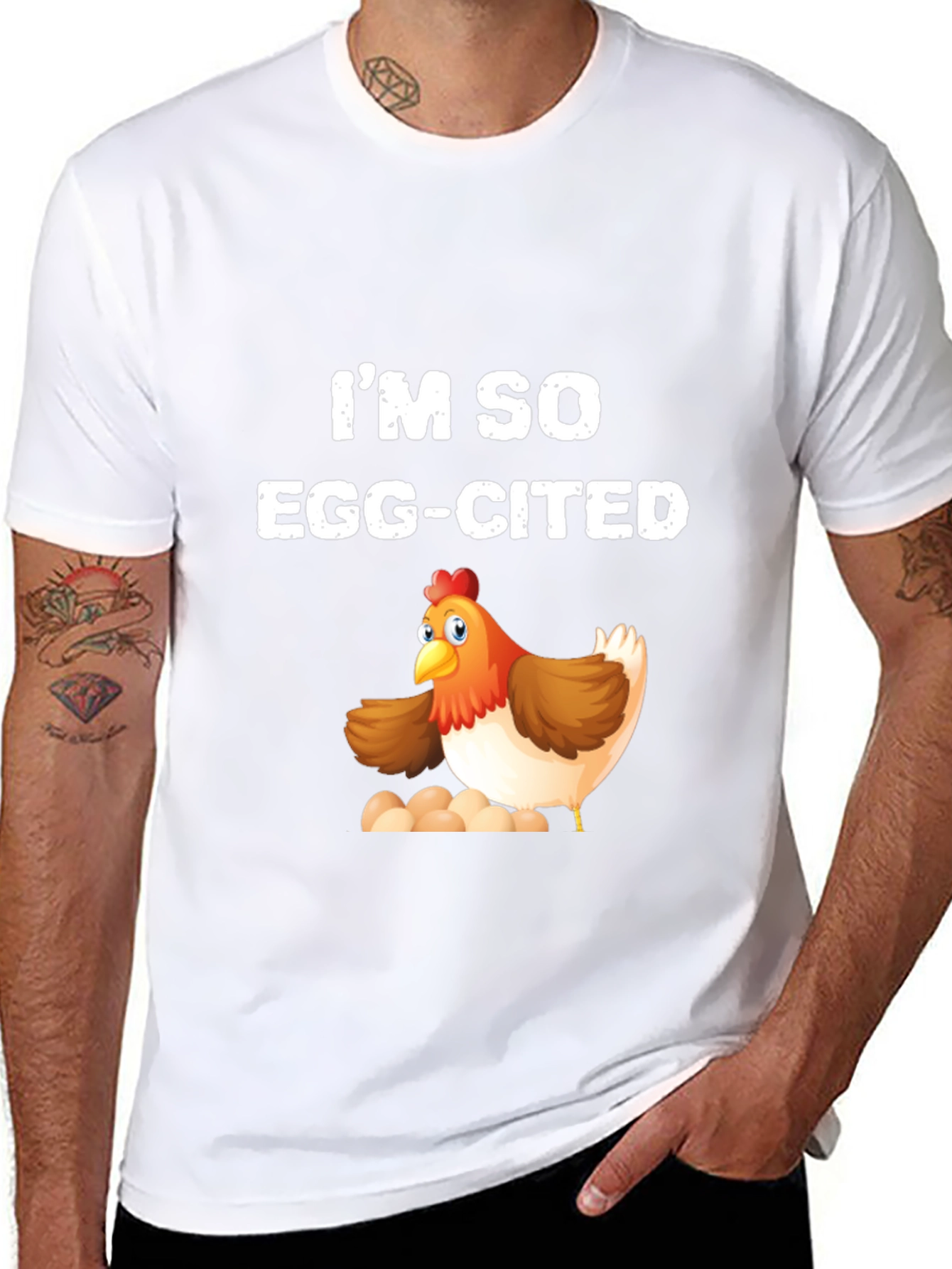 Black I'm So Egg-Cited Chicken T-Shirt view 8