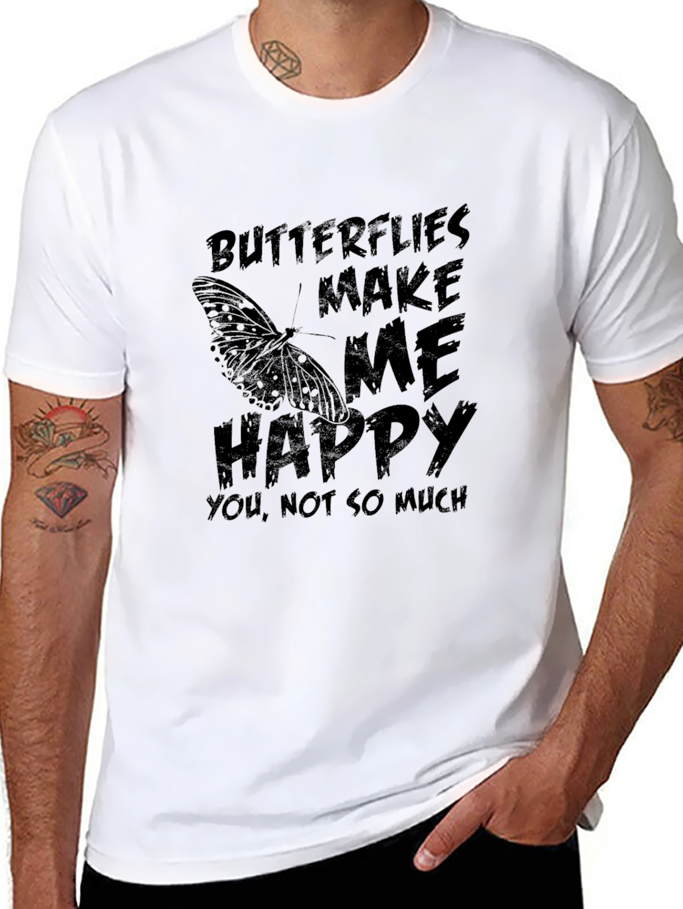 Black Butterfly Graphic Tee - "Butterflies Make Me Happy" view 8