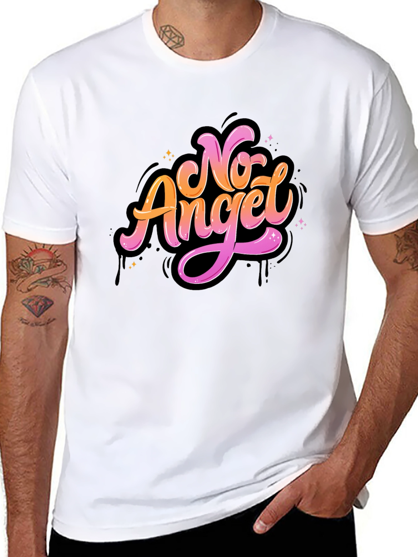 Black No Angel Graphic Tee - Stylish Black T-Shirt view 8