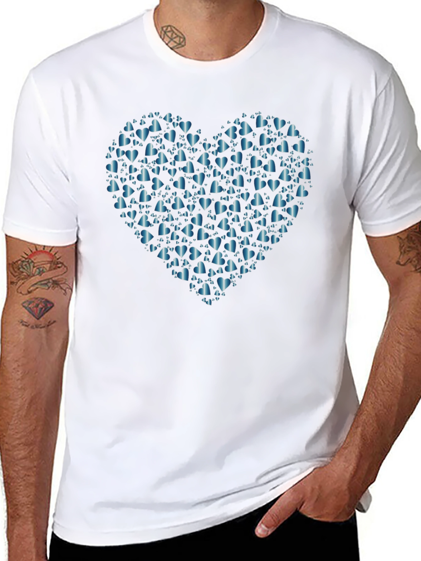 Black Heart of Hearts Tee - Black Cotton Casual Wear view 8