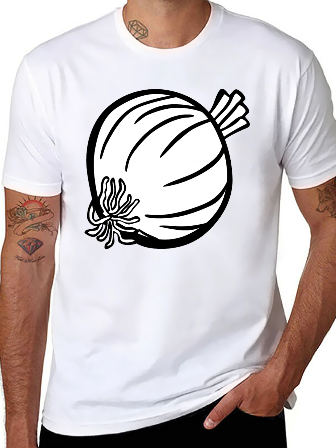 Black Onion Graphic Tee - Black Cotton Blend T-Shirt view 8