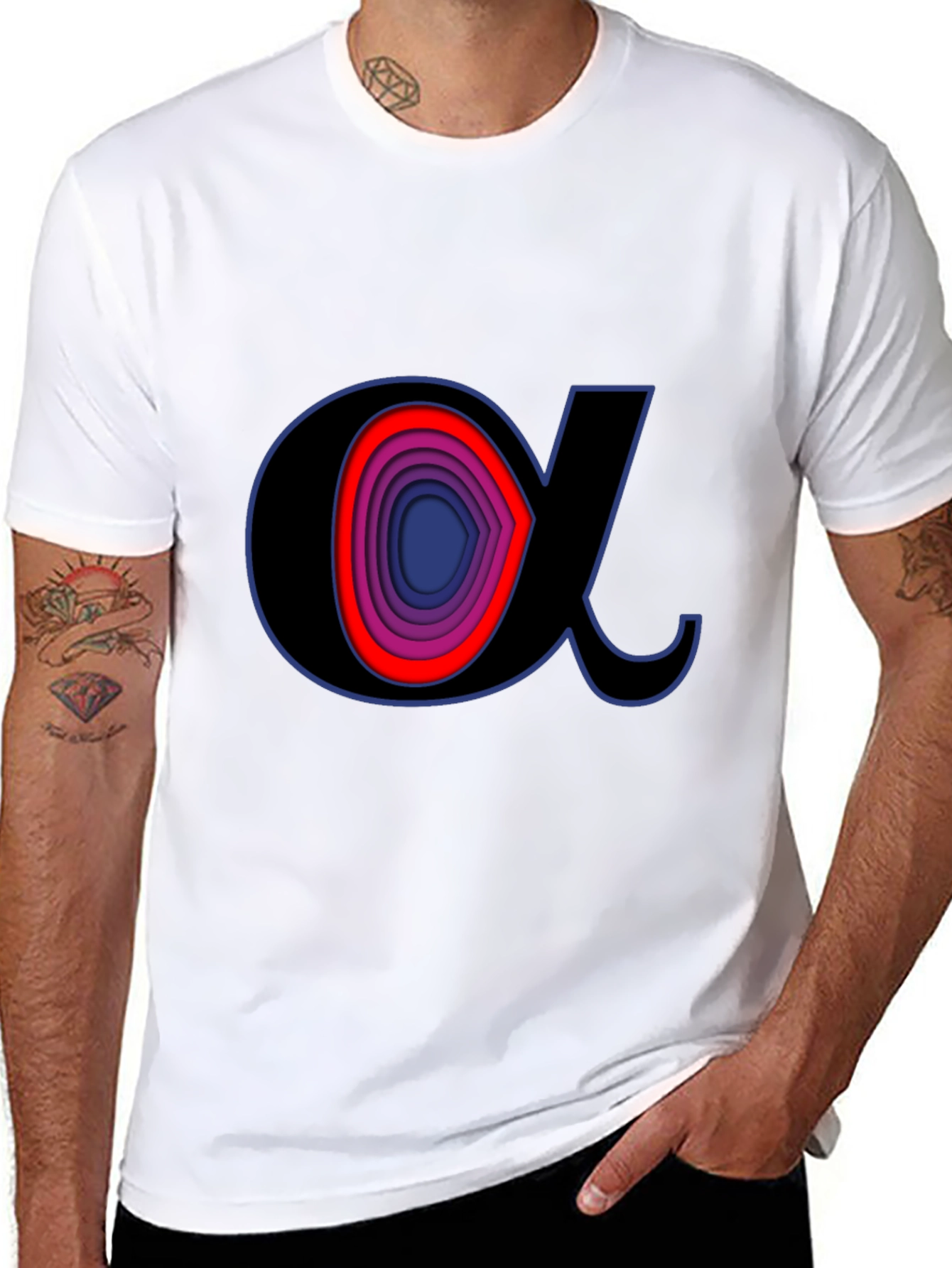 Alpha Symbol Graphic Tee - Stylish Black T-Shirt - 8