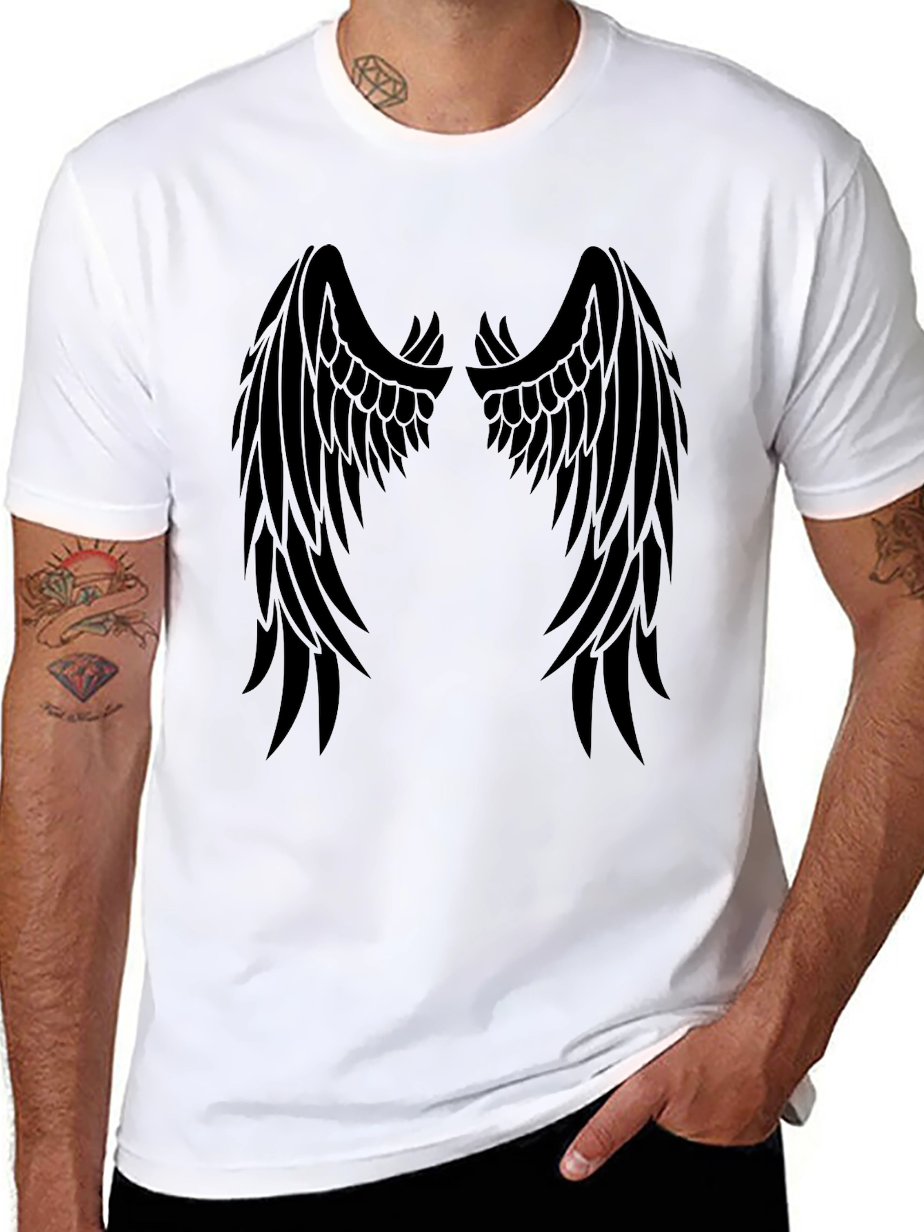 Black Black Wings Graphic Tee - Men's Stylish Casual Shirt view 8