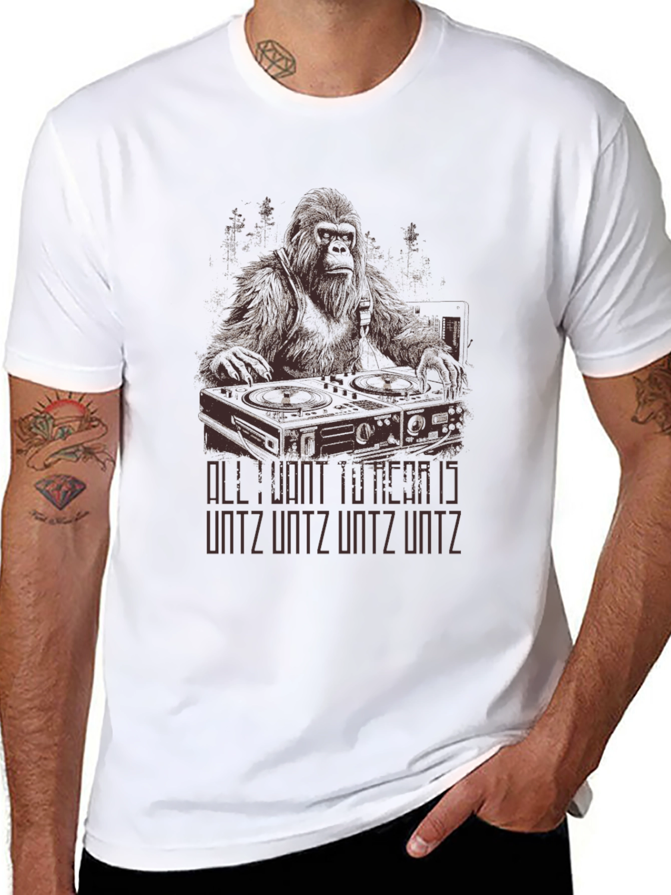 Black DJ Bigfoot Graphic Tee - Untz Untz Untz view 8
