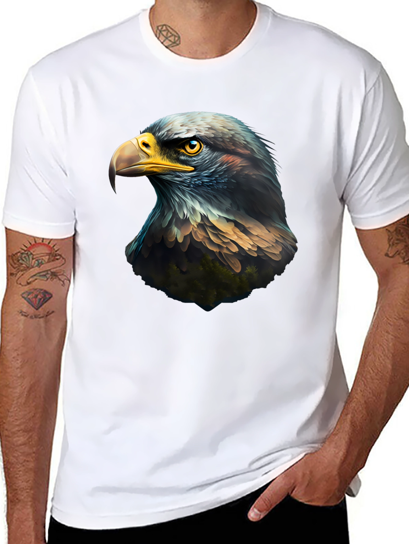 Black Eagle Head Graphic Black T-Shirt view 8