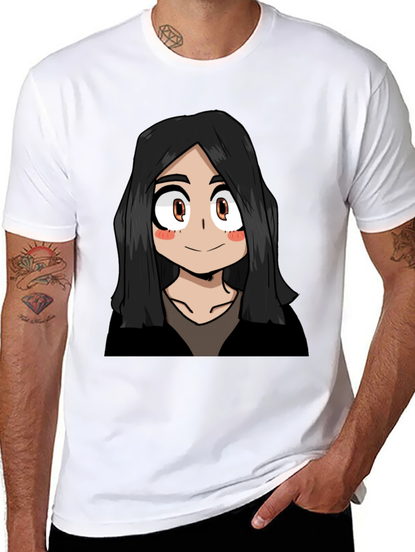 Black Anime Girl Graphic Black T-Shirt view 8