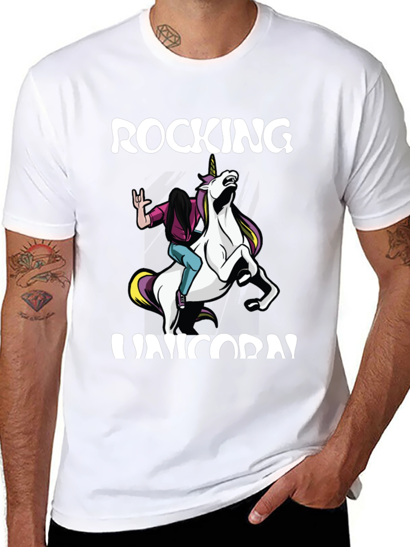 Black Rocking Unicorn Graphic Tee view 8