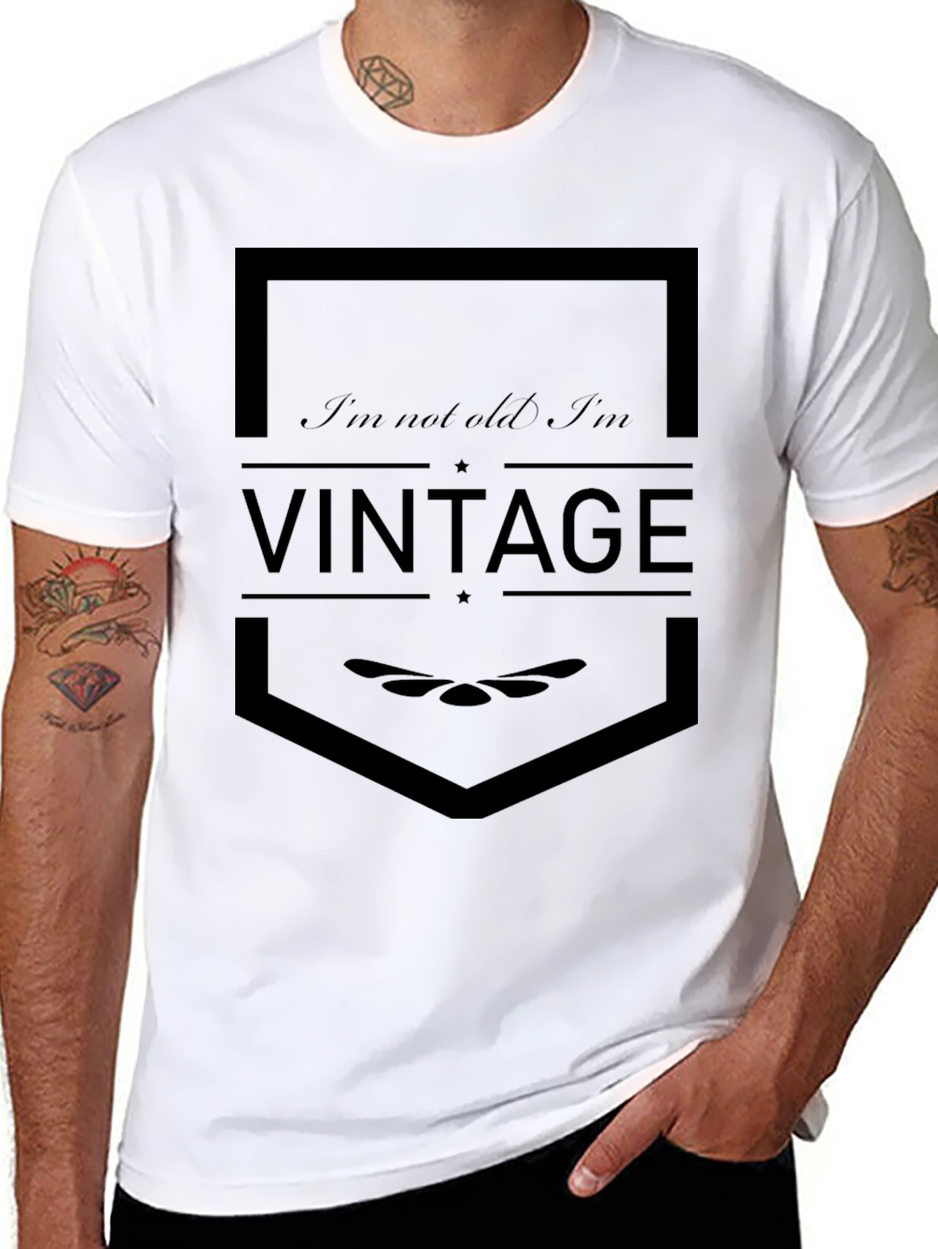 Black Vintage Style Graphic Tee - Not Old, Classic! view 8