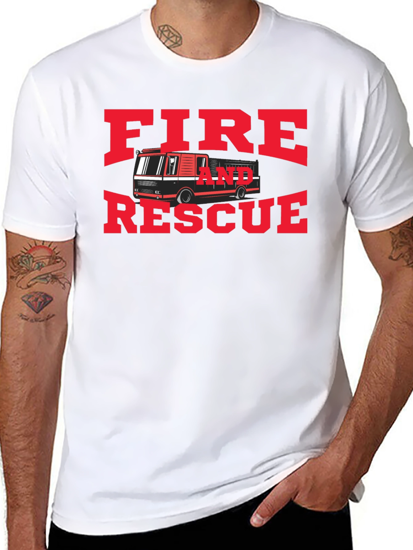 Black Fire and Rescue Graphic T-Shirt view 8