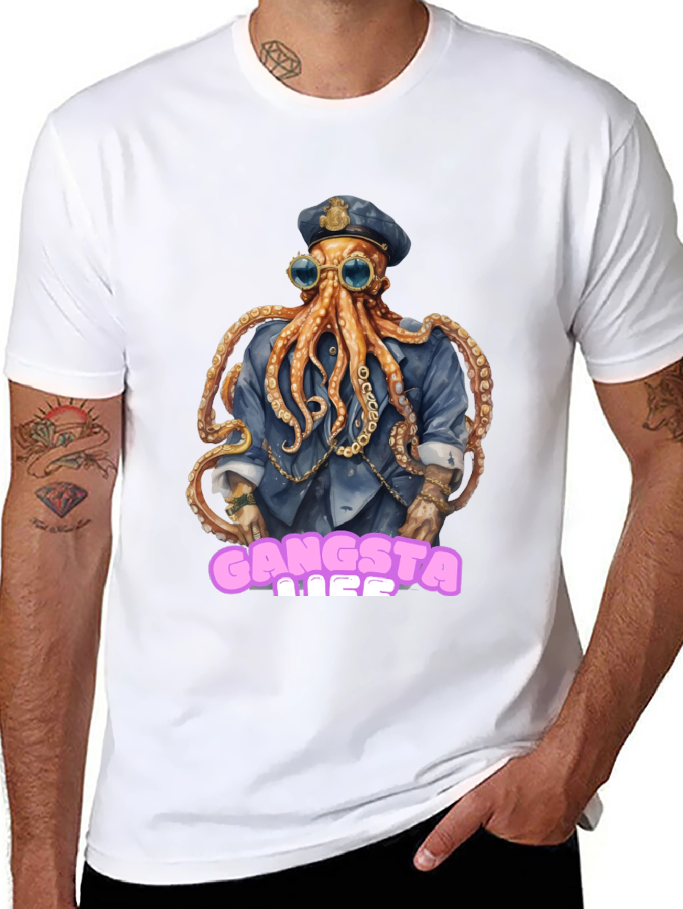 Black Gangsta Octopus T-Shirt view 8