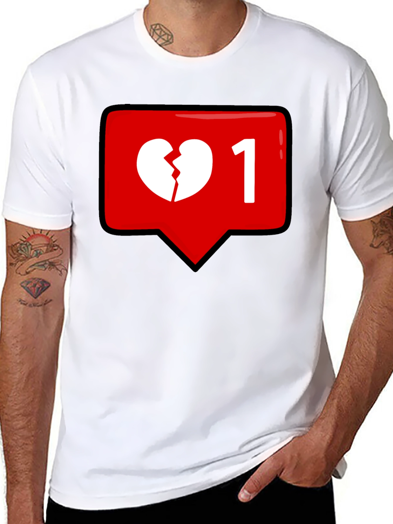 Black Broken Heart Single Like Black T-Shirt view 8