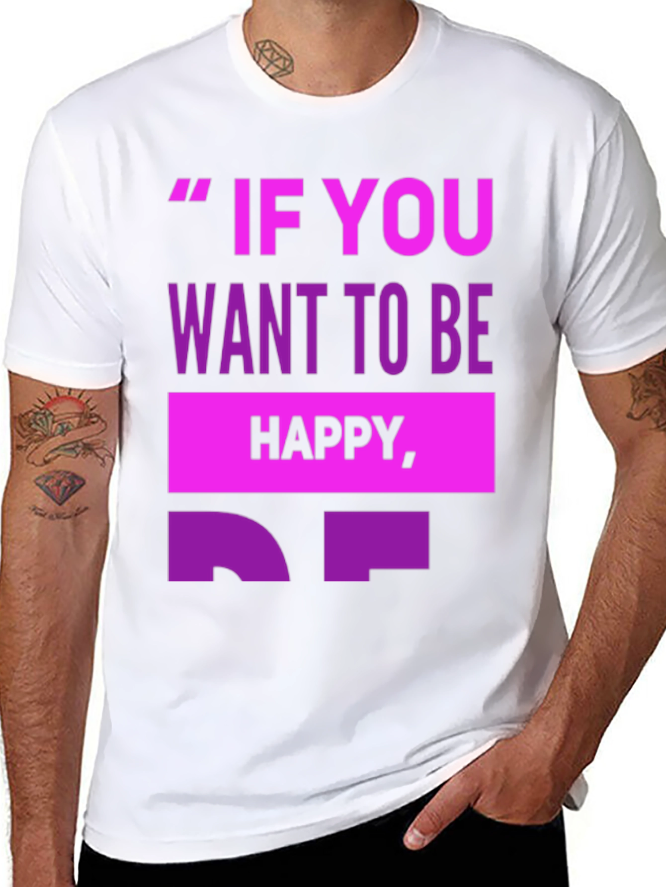 Black Motivational T-Shirt - 'If You Want To Be Happy' view 8