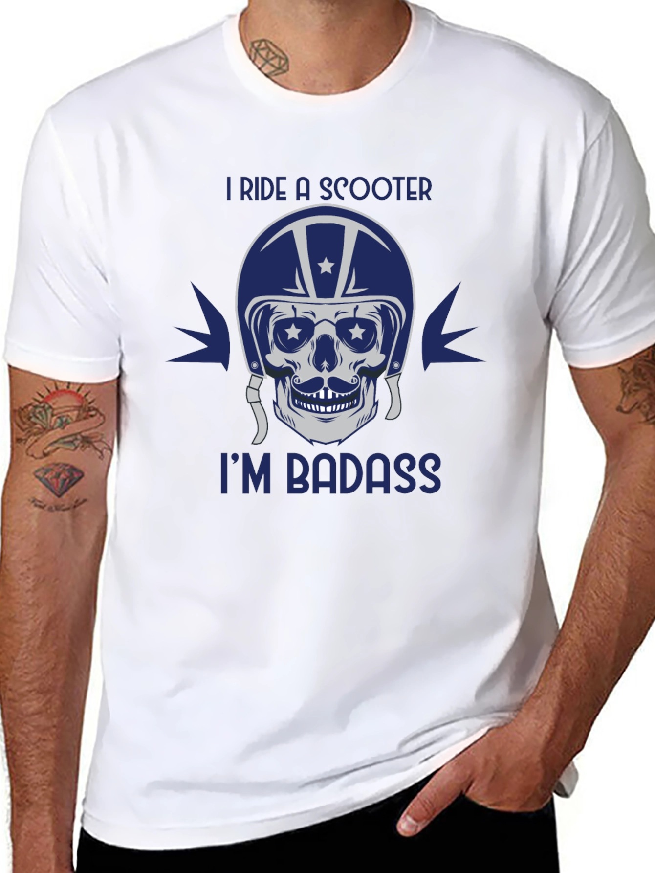 Black I Ride a Scooter, I'm Badass T-Shirt view 8