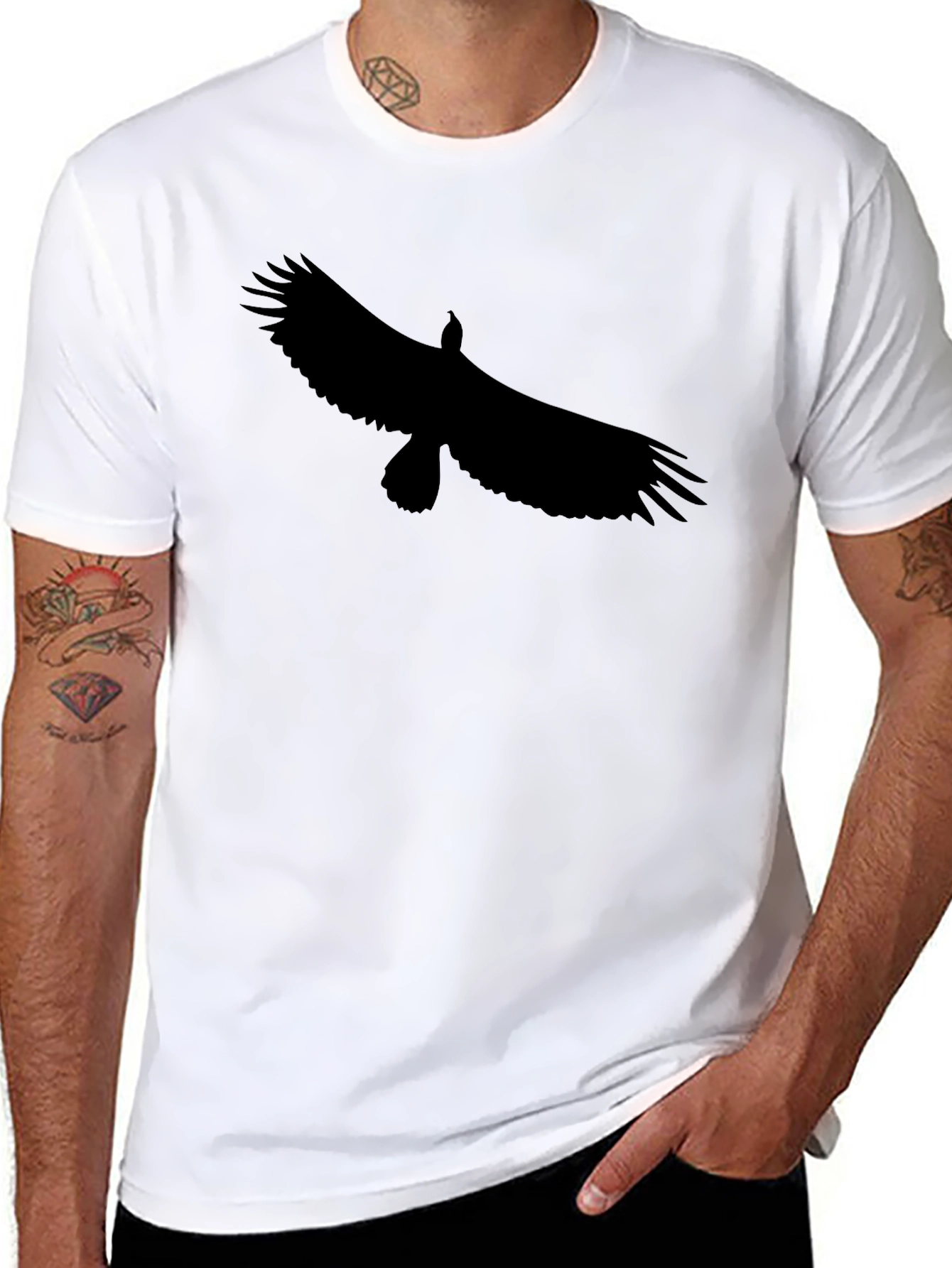 Black Men's Black Eagle Graphic Tee - Stylish Casual Wear view 8