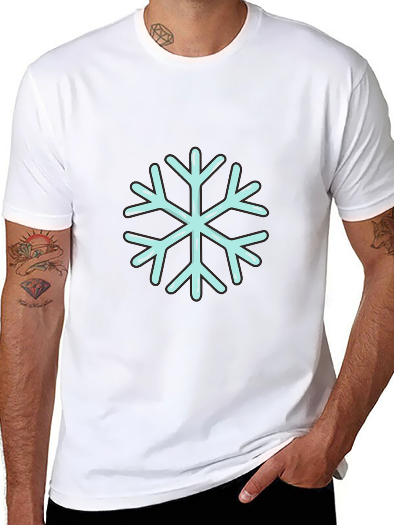 Black Snowflake Graphic Tee - Black view 8