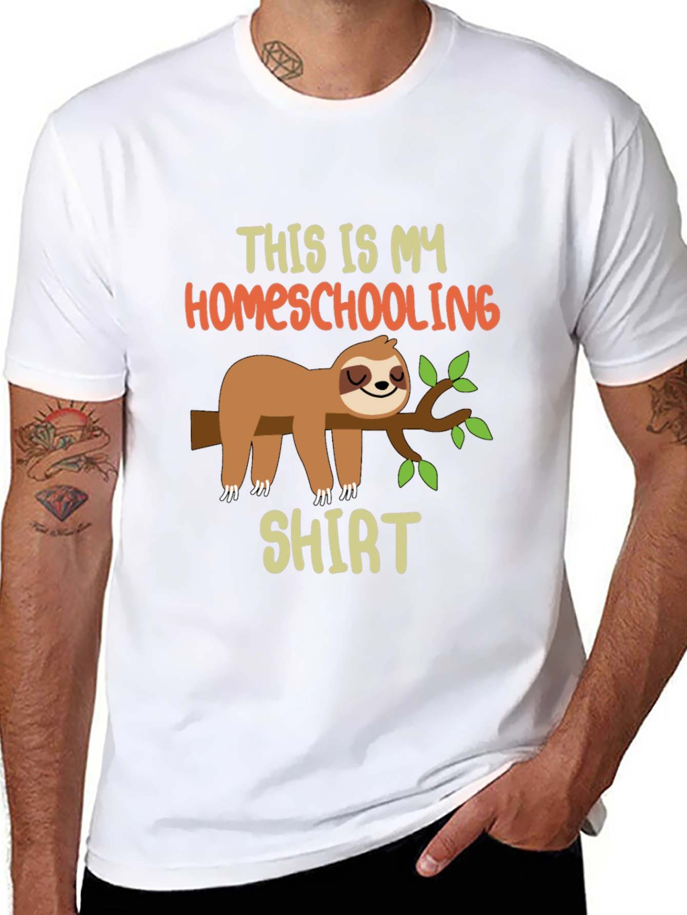 Black Homeschooling Sloth T-Shirt view 8