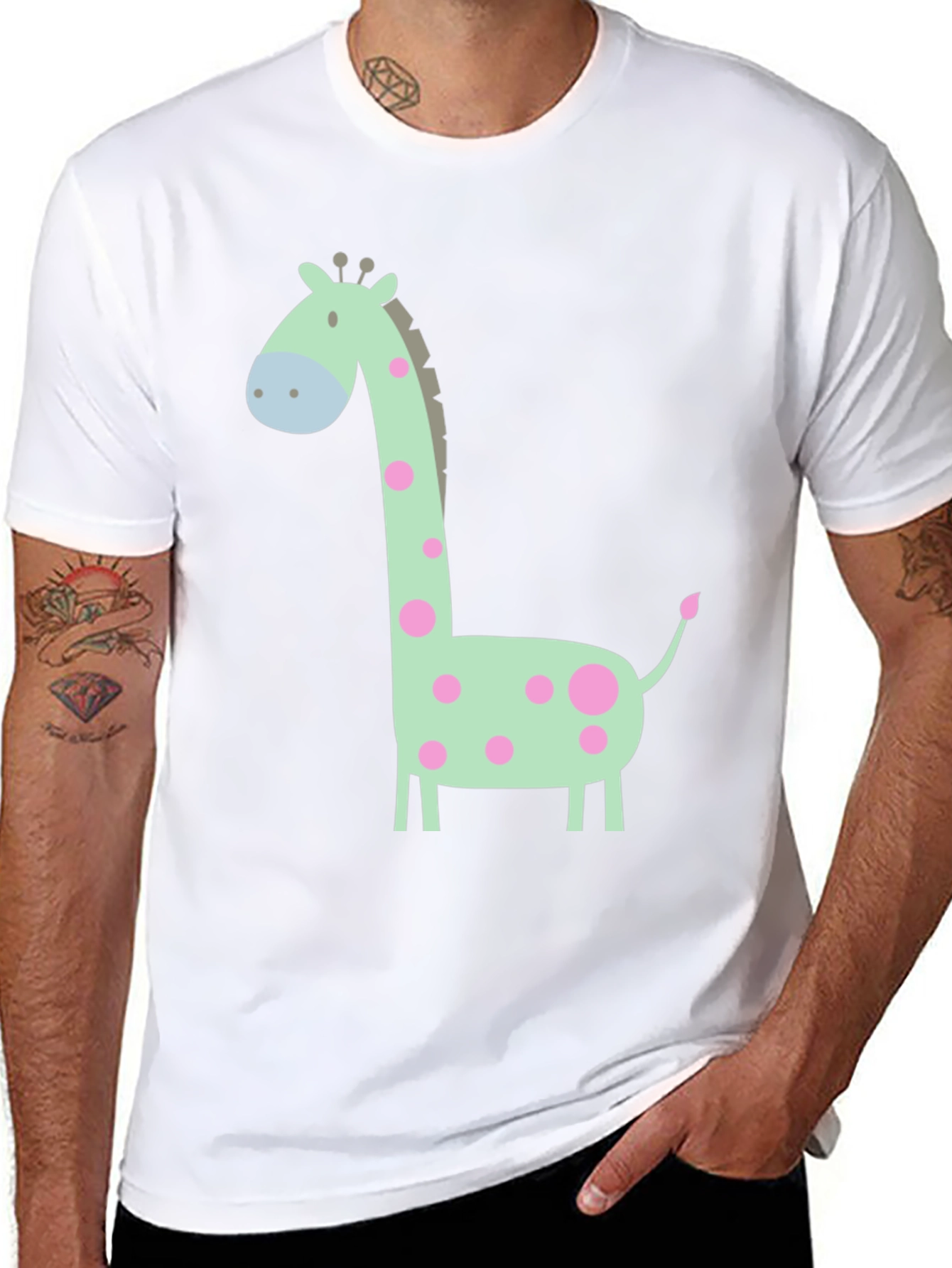Black Giraffe Graphic Tee - Cute Cartoon Animal Shirt view 8