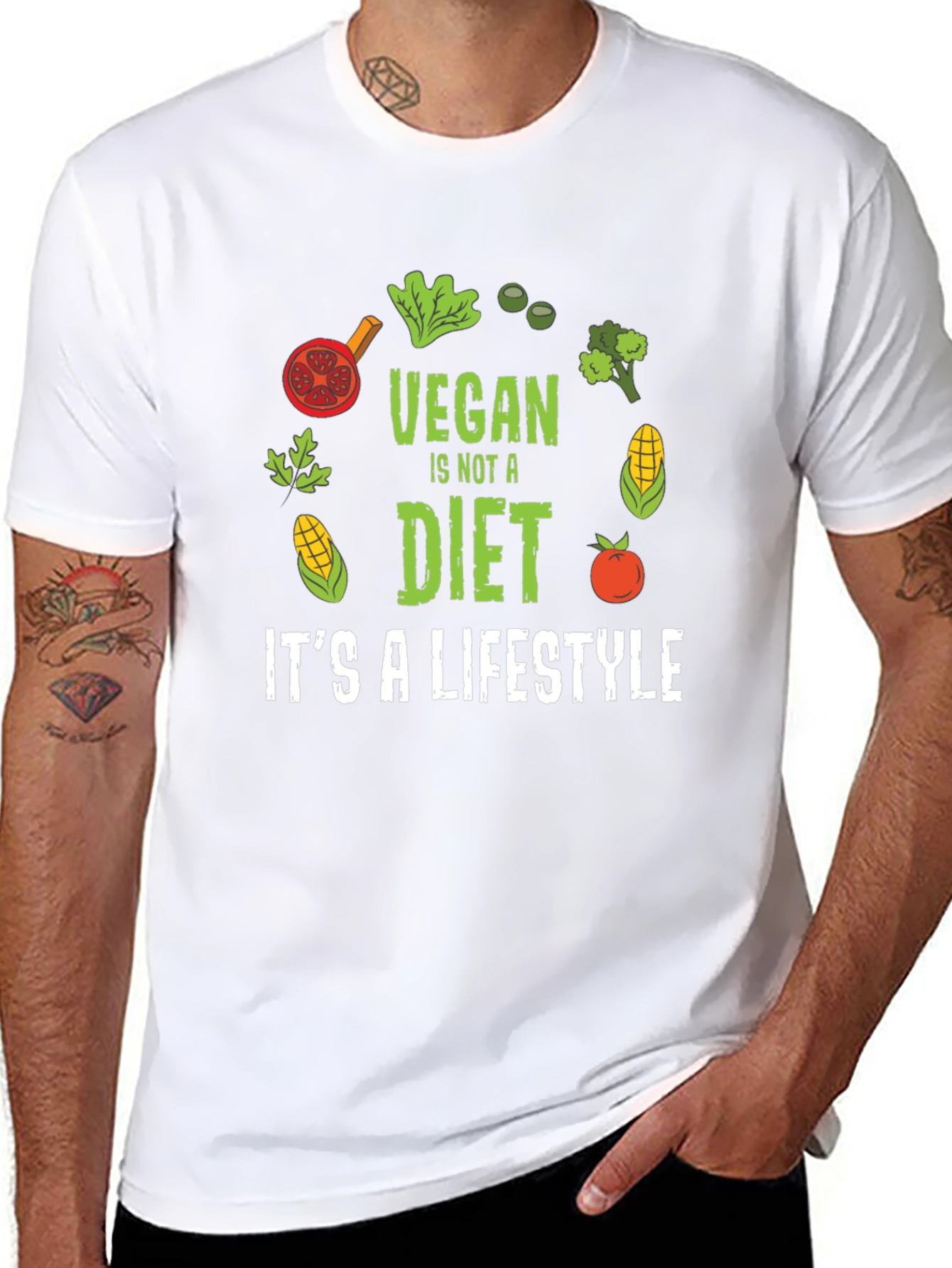 Black Vegan Lifestyle Graphic T-Shirt - Black view 8