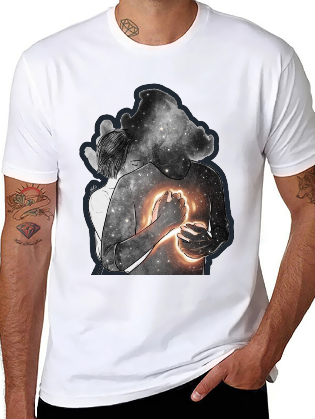 Celestial Embrace Graphic Tee - Modern Art Shirt - 8