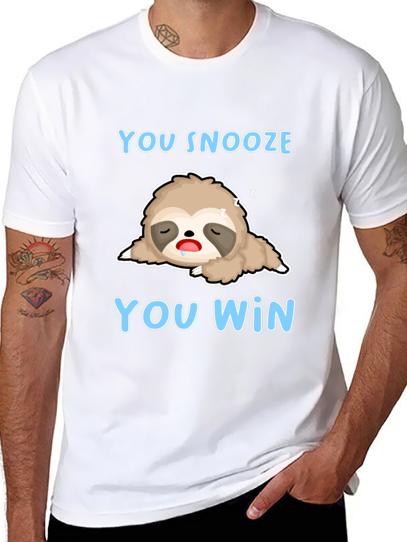 Black You Snooze You Win Sloth T-Shirt view 8