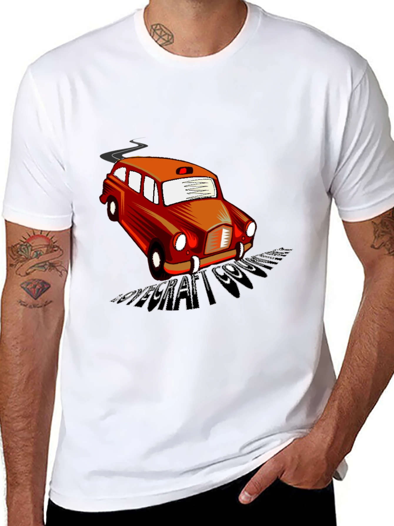 Black Retro Car T-Shirt - Cool Graphic Tee view 8