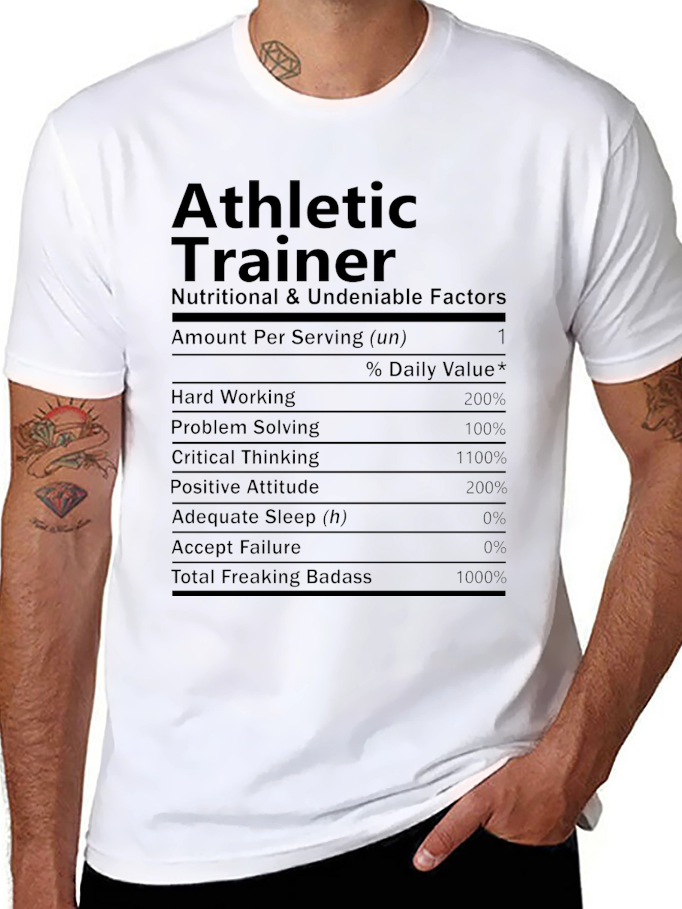 Athletic Trainer 'Nutrition Facts' Black T-Shirt - 8