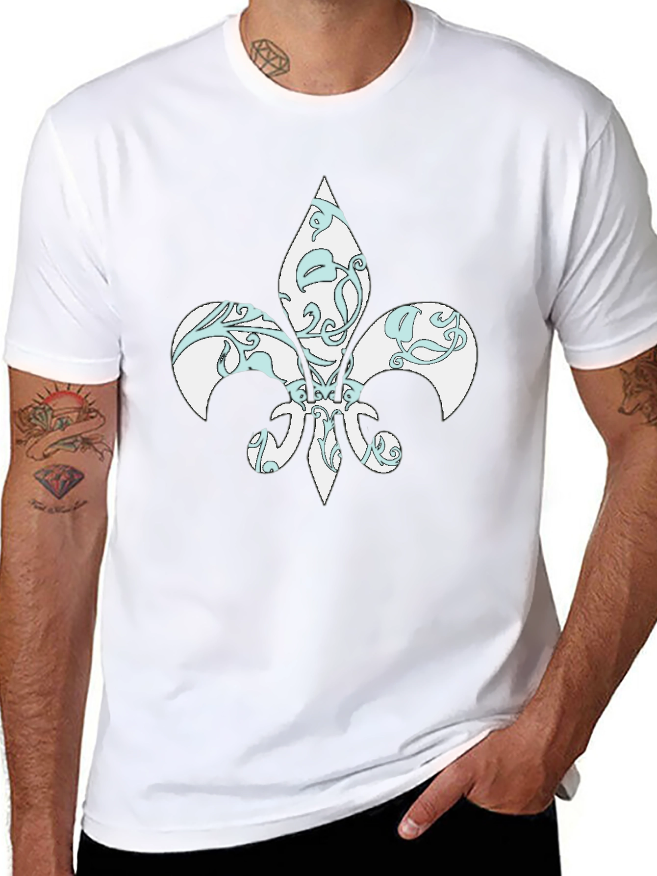 Black Black T-Shirt with Fleur-de-Lis Design view 8