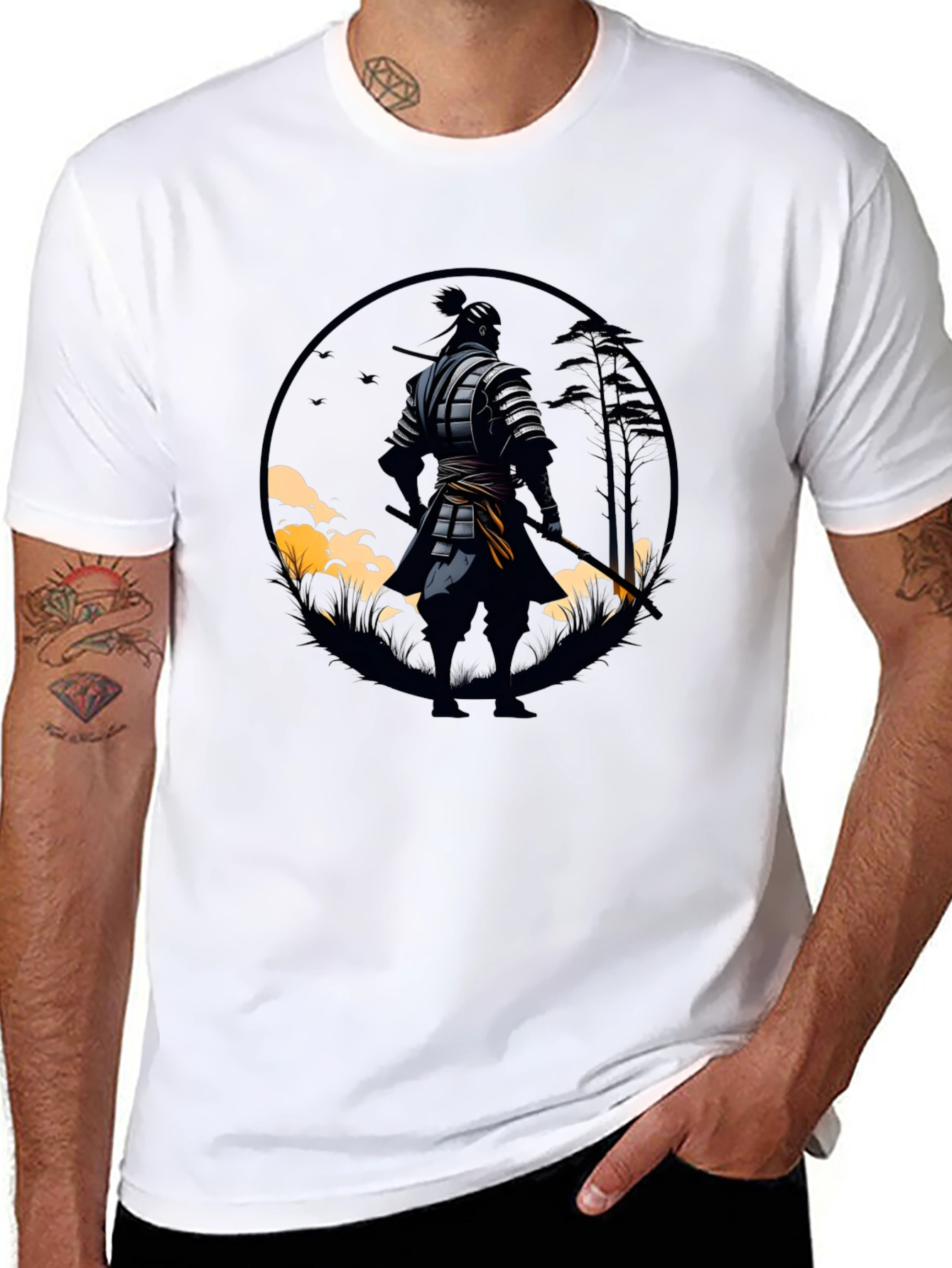Black Samurai Warrior Graphic Tee - Stylish Black T-Shirt view 8