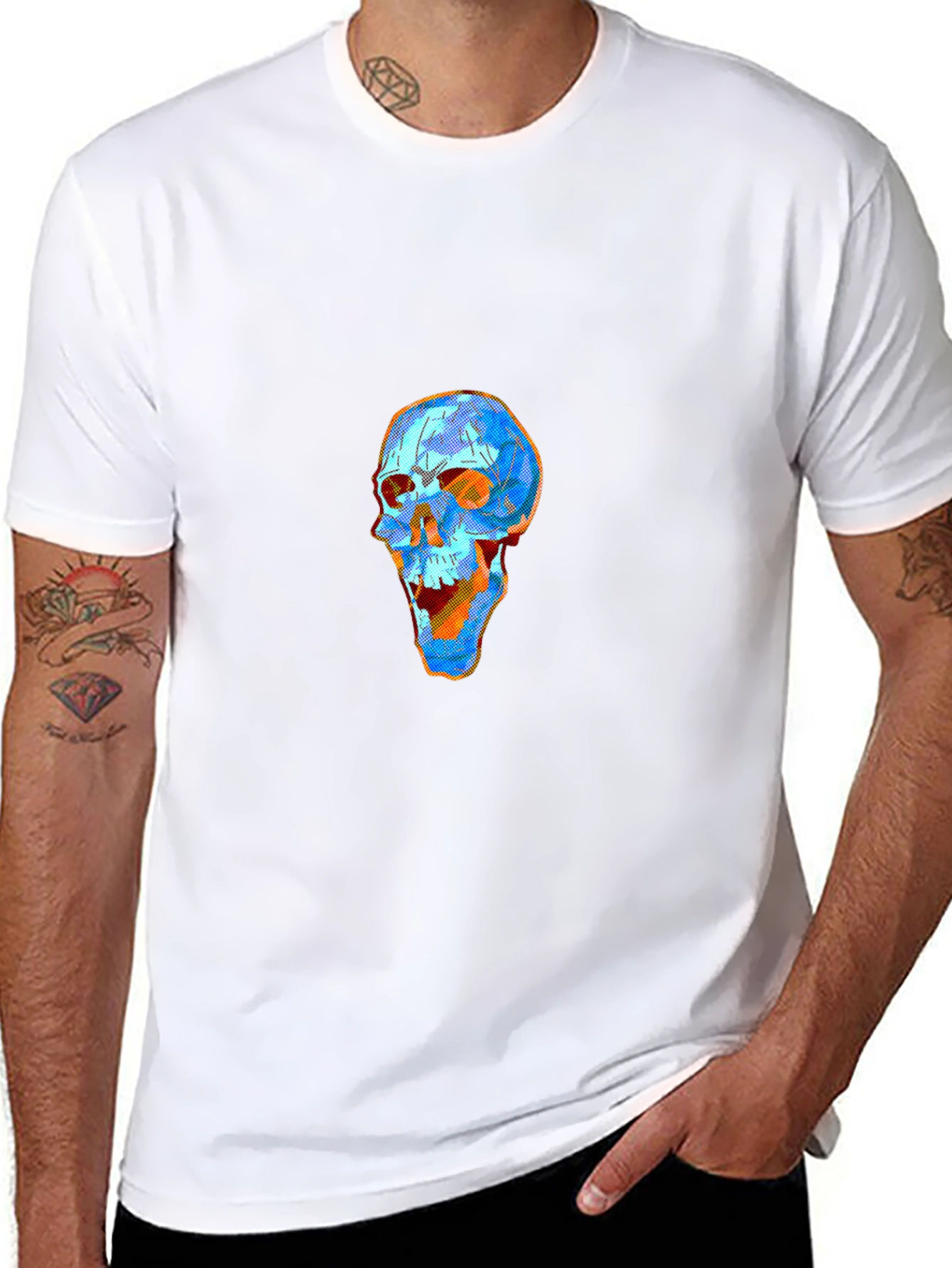Black Geometric Skull Graphic Tee - Modern Art Style view 8