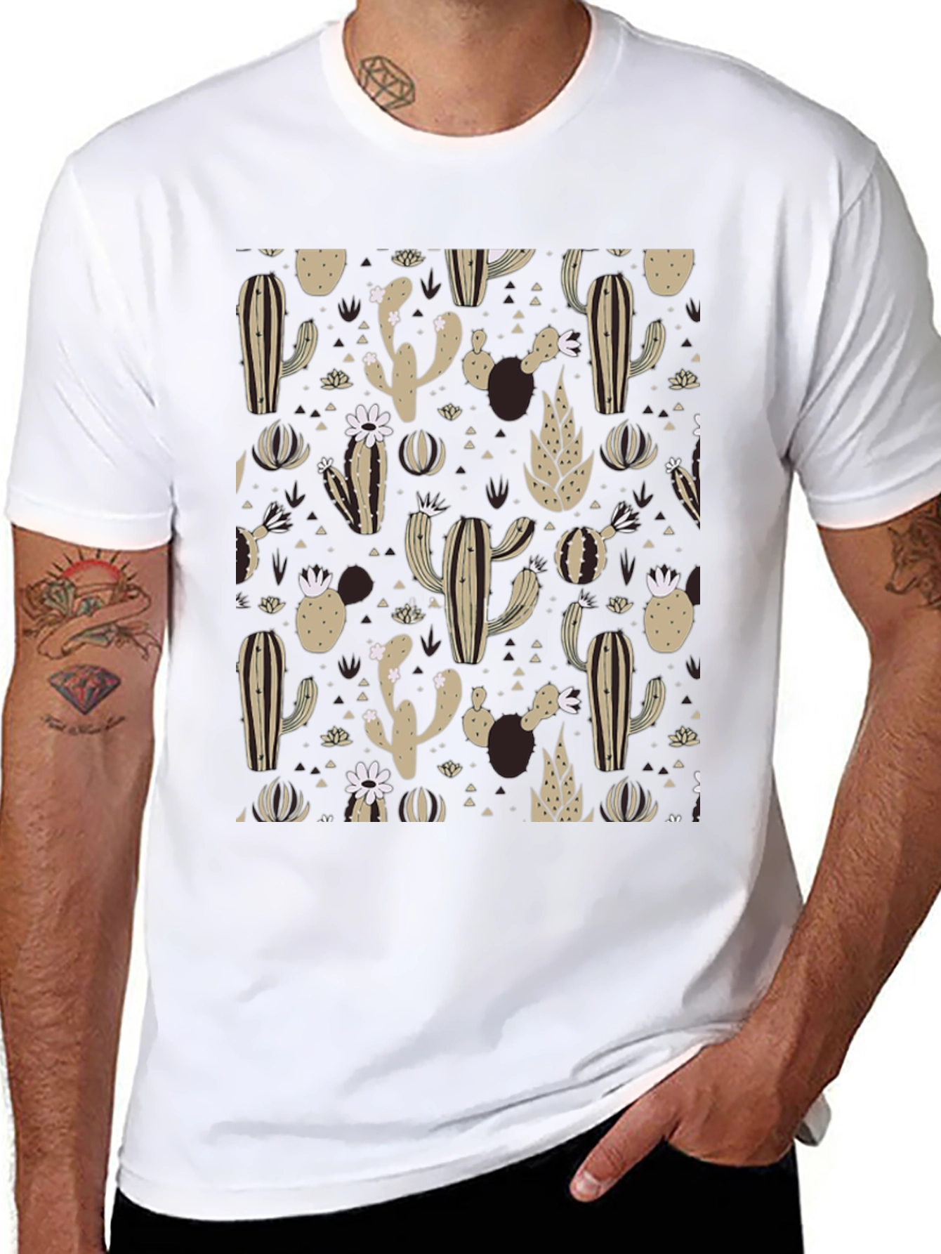 Black Cactus Print T-Shirt - Desert Style view 8