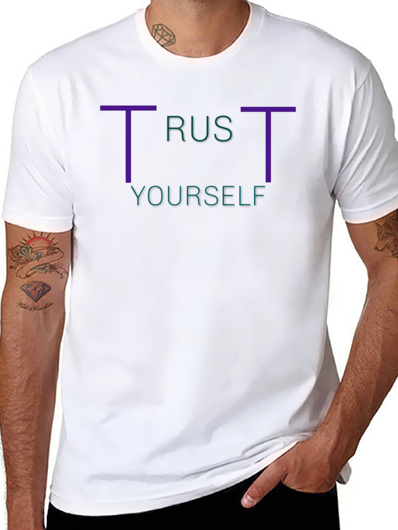 Black Trust Yourself Graphic Tee - Stylish Black T-Shirt view 8