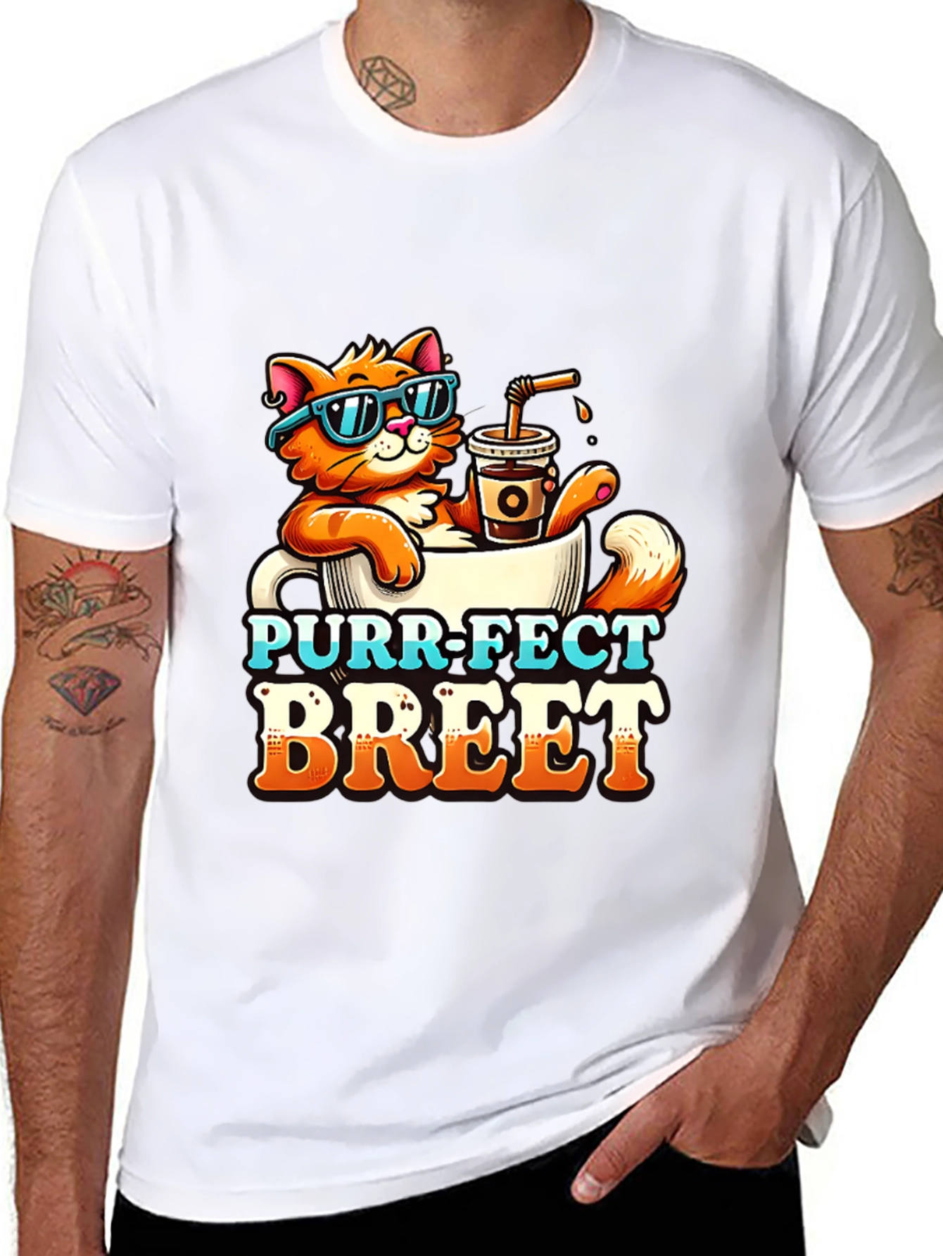 Black Purr-Fect Brew T-Shirt: Cat Coffee Lover Tee view 8