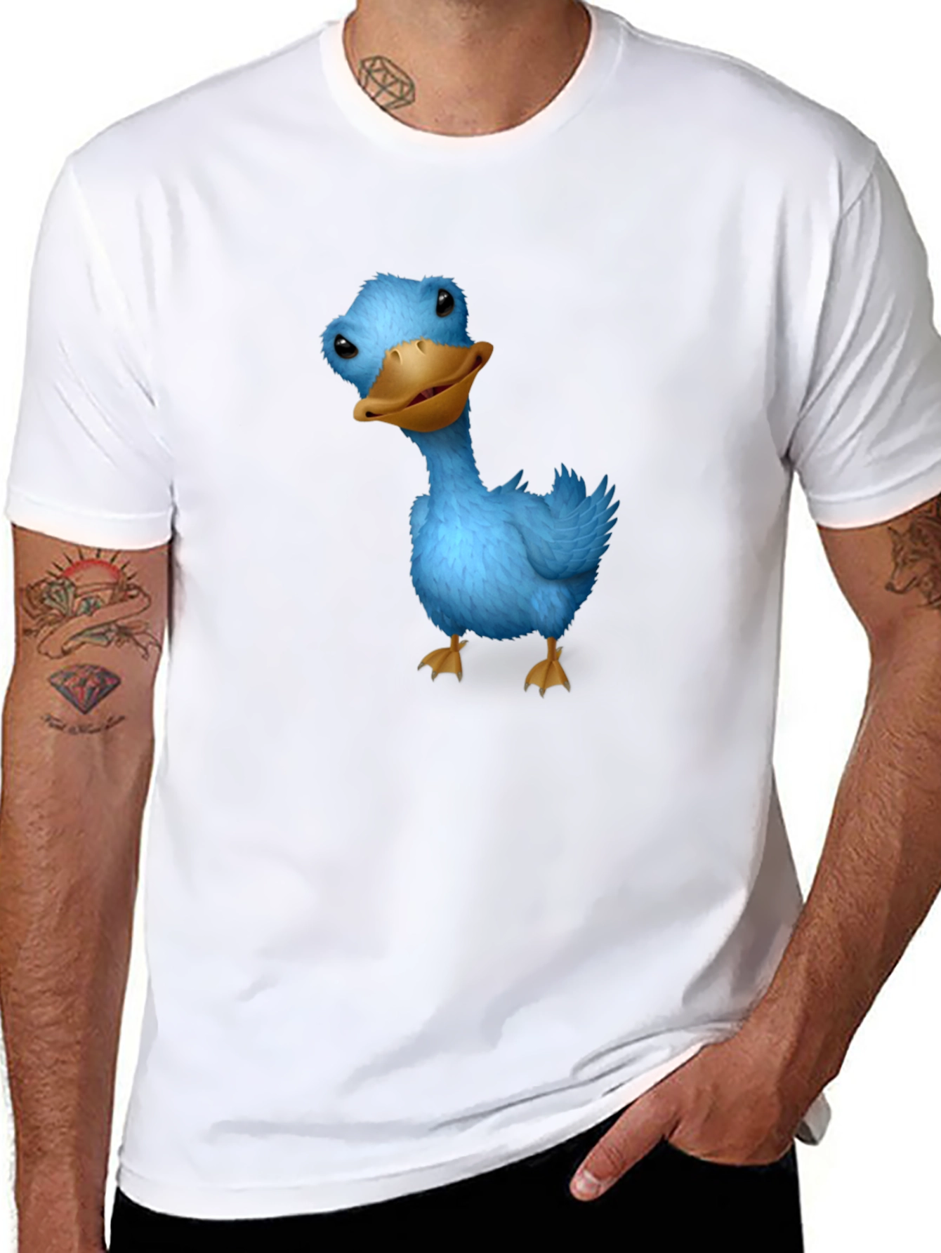 Black Blue Duck Graphic Tee - Soft Cotton Casual T-Shirt view 8