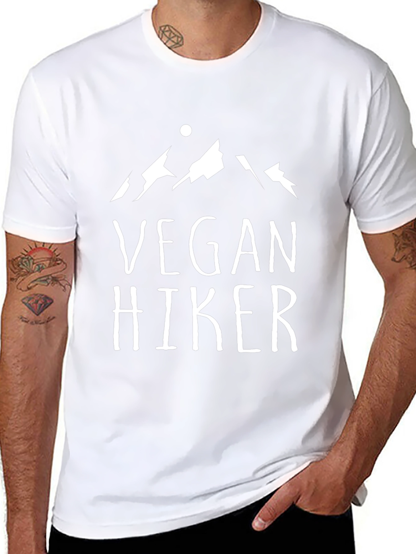 Black Vegan Hiker T-Shirt - Mountain Graphic Tee view 8