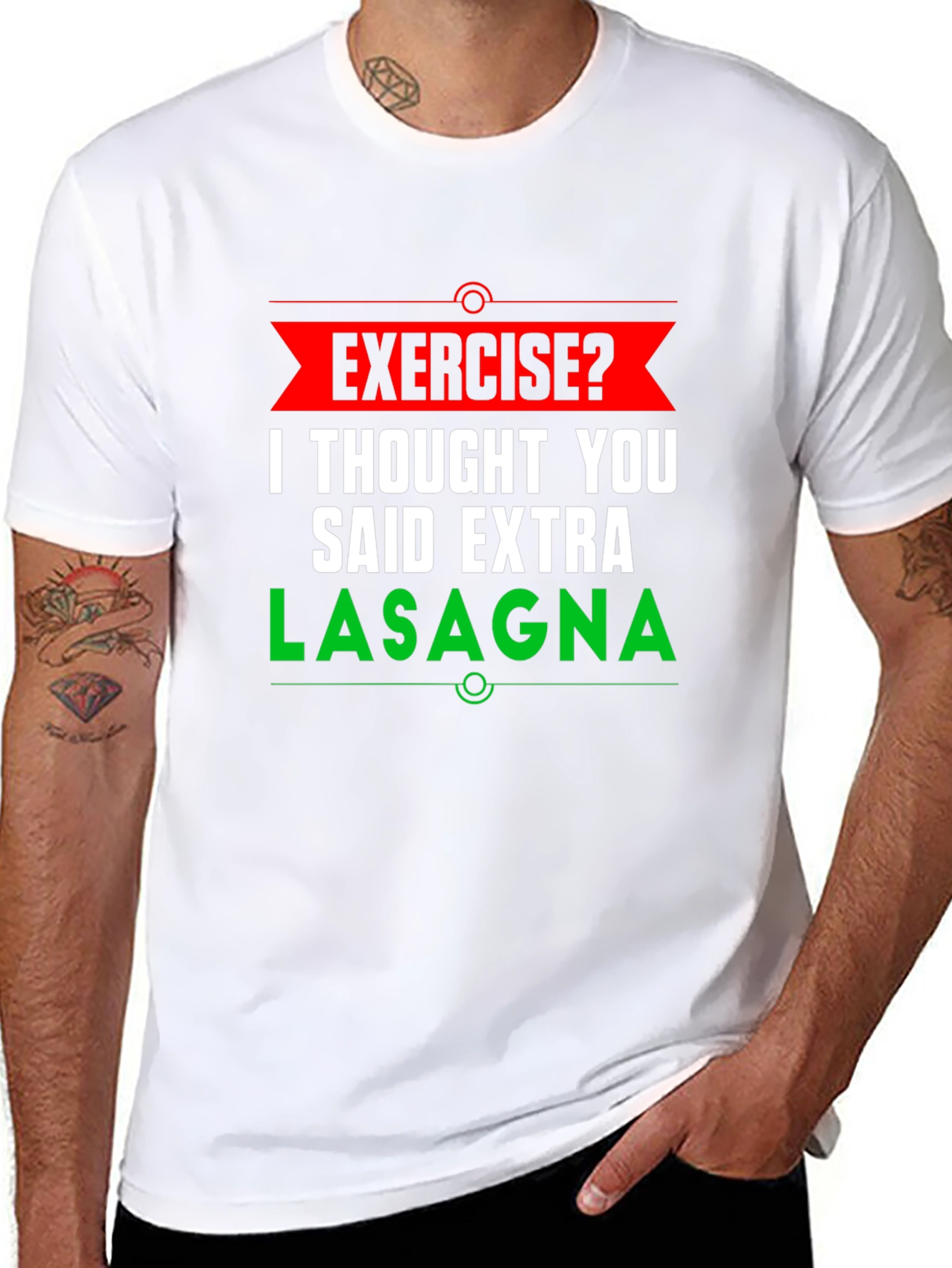 Black Funny Exercise Lasagna Graphic T-Shirt view 8
