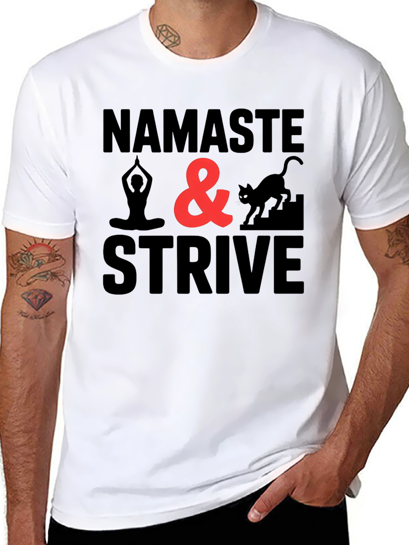 Black Namaste & Strive Graphic Tee view 8