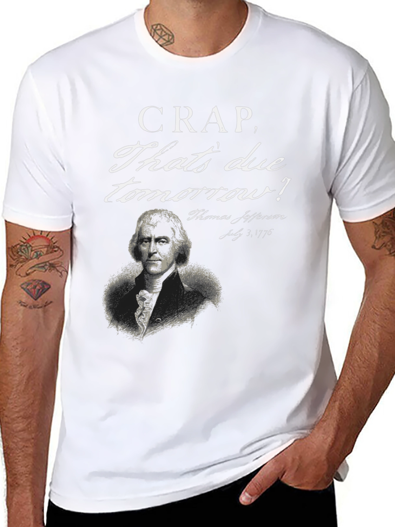 Black Crap Due Tomorrow Thomas Jefferson T-Shirt view 8