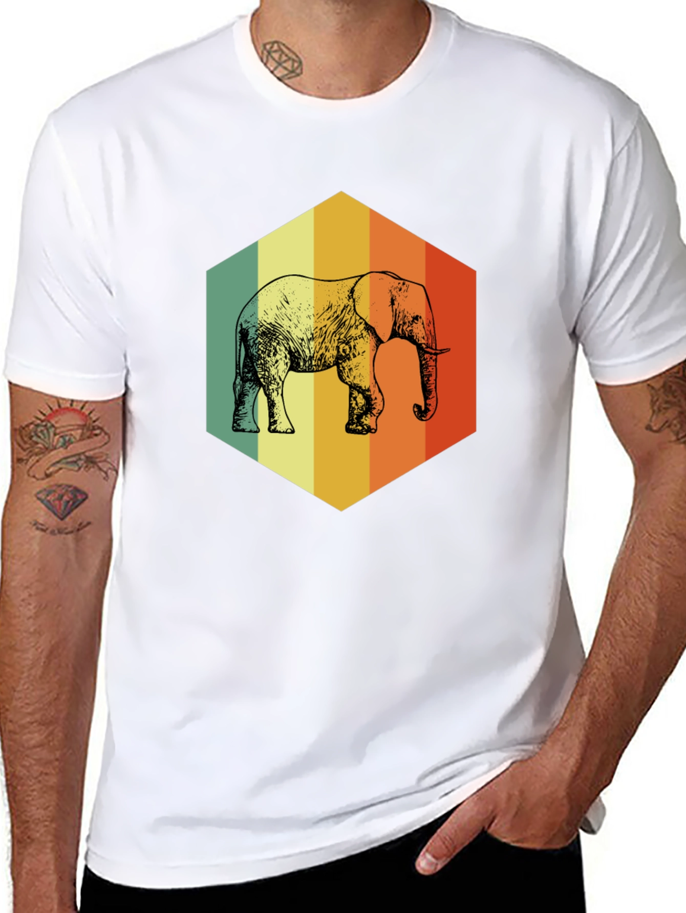 Retro Elephant Graphic T-Shirt - Men's - 8