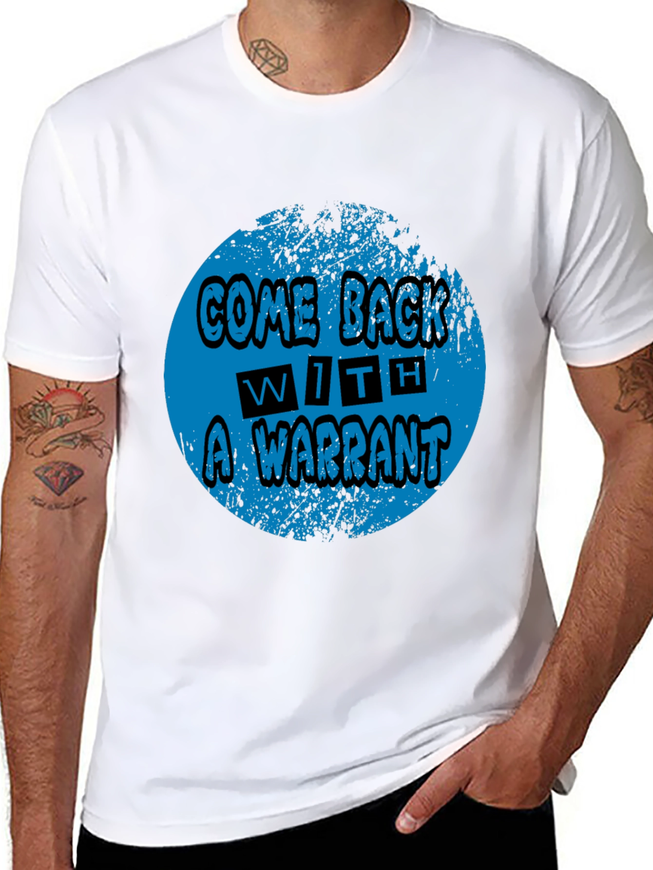 Black Come Back With A Warrant Graphic Tee view 8