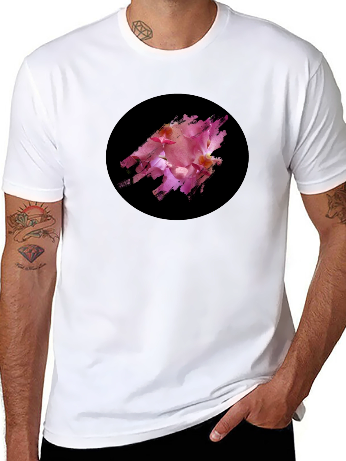 Black Black Tee with Floral Graphic Print view 8