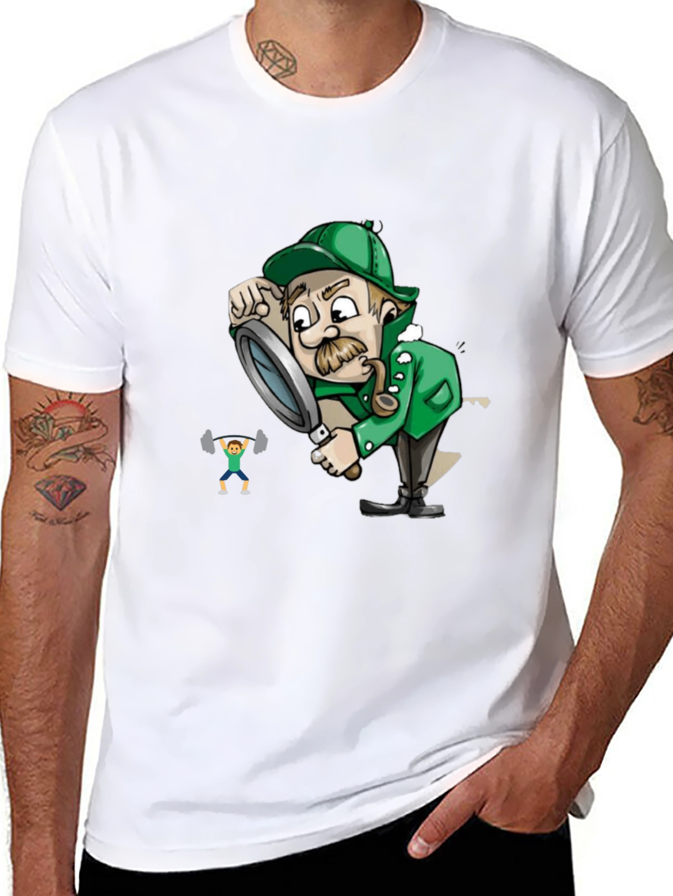 Black Detective Cartoon Graphic Tee - Black view 8