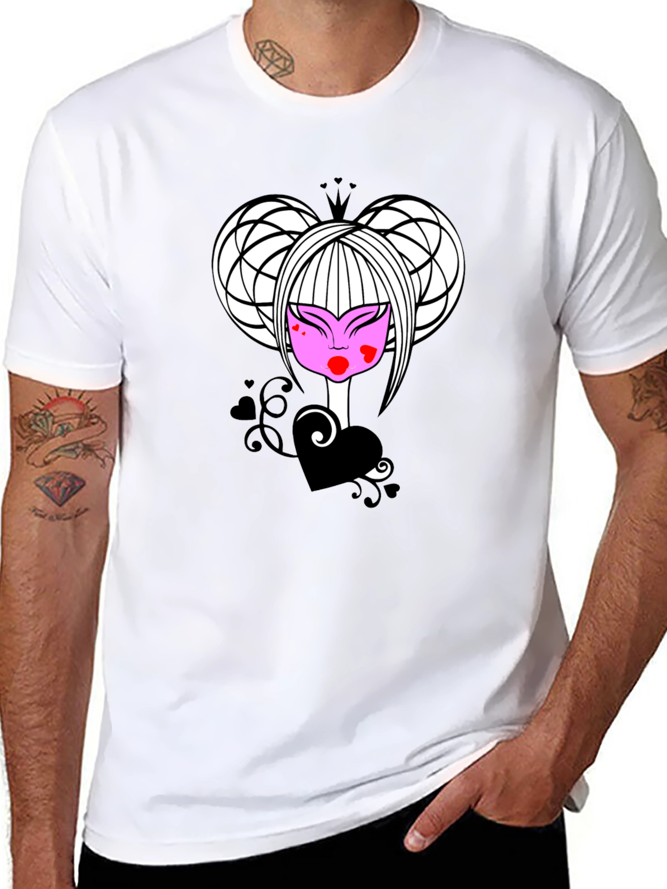Black Queen of Hearts Graphic Tee - Black view 8