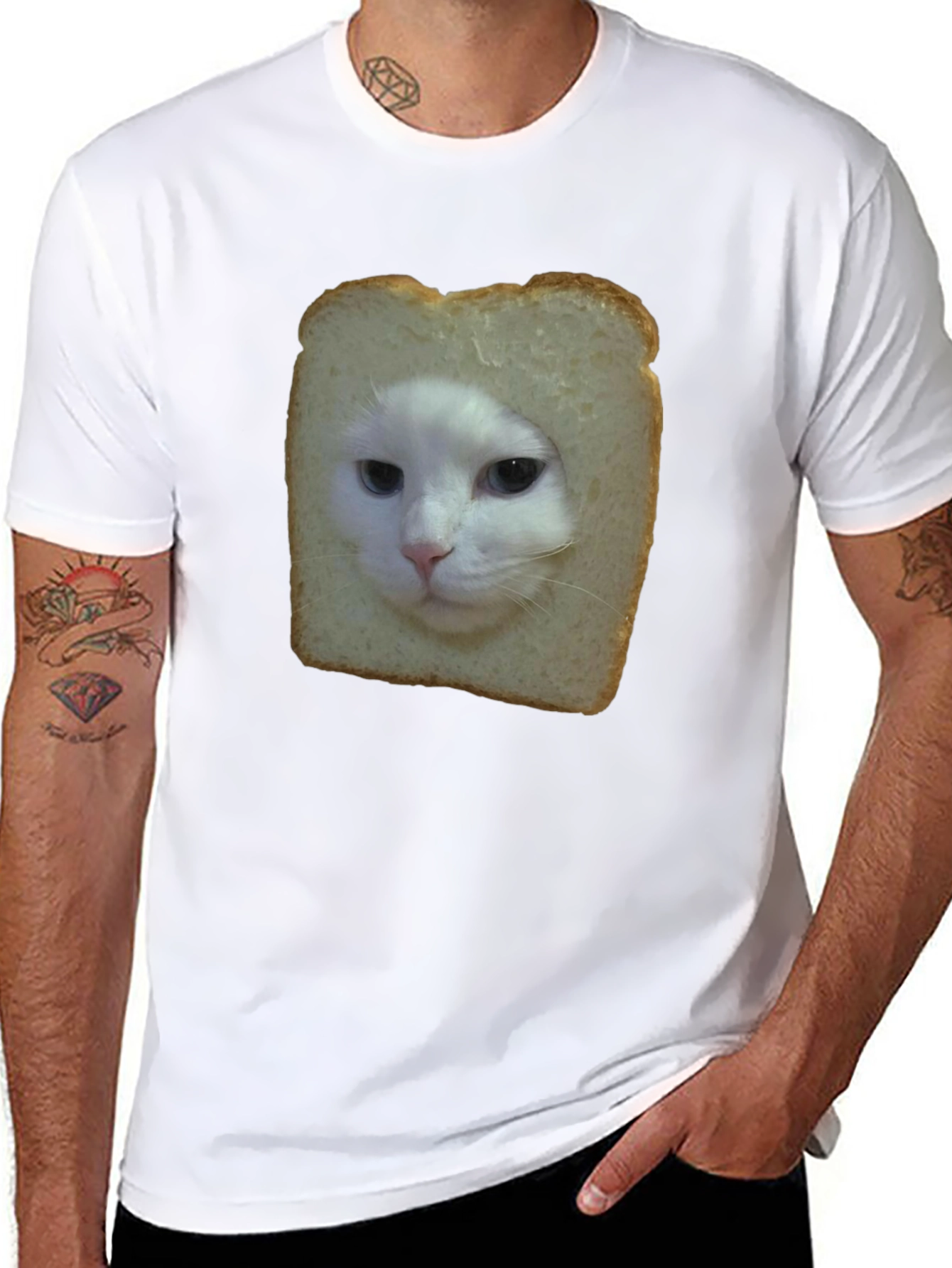 Black Cat in Bread Slice Black T-Shirt view 8
