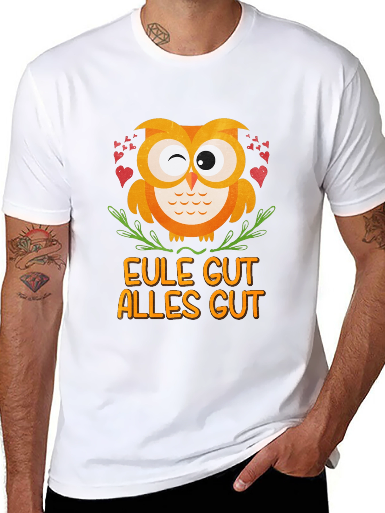 Black Eule Gut Alles Gut Owl T-Shirt - Black view 8