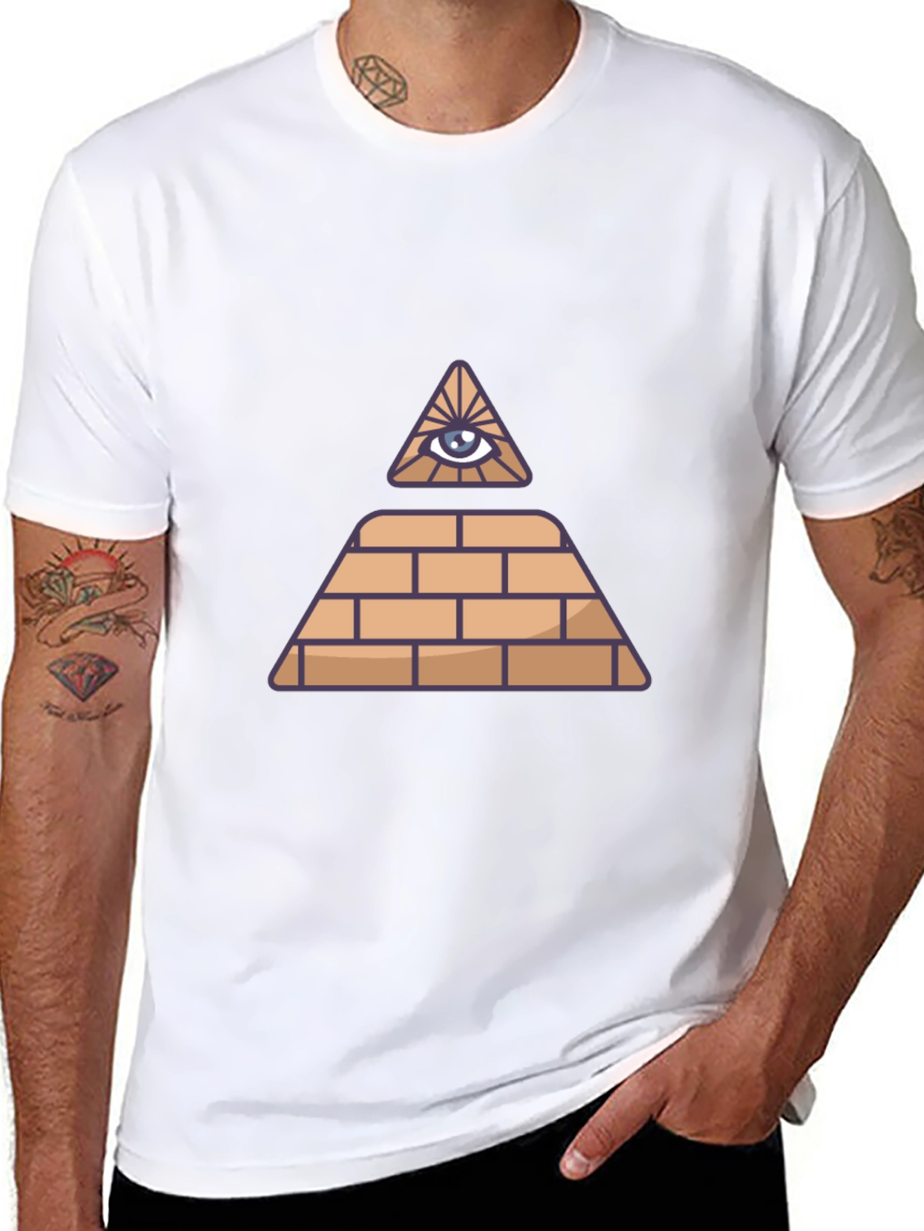 Black Illuminati Pyramid Eye Graphic T-Shirt view 8