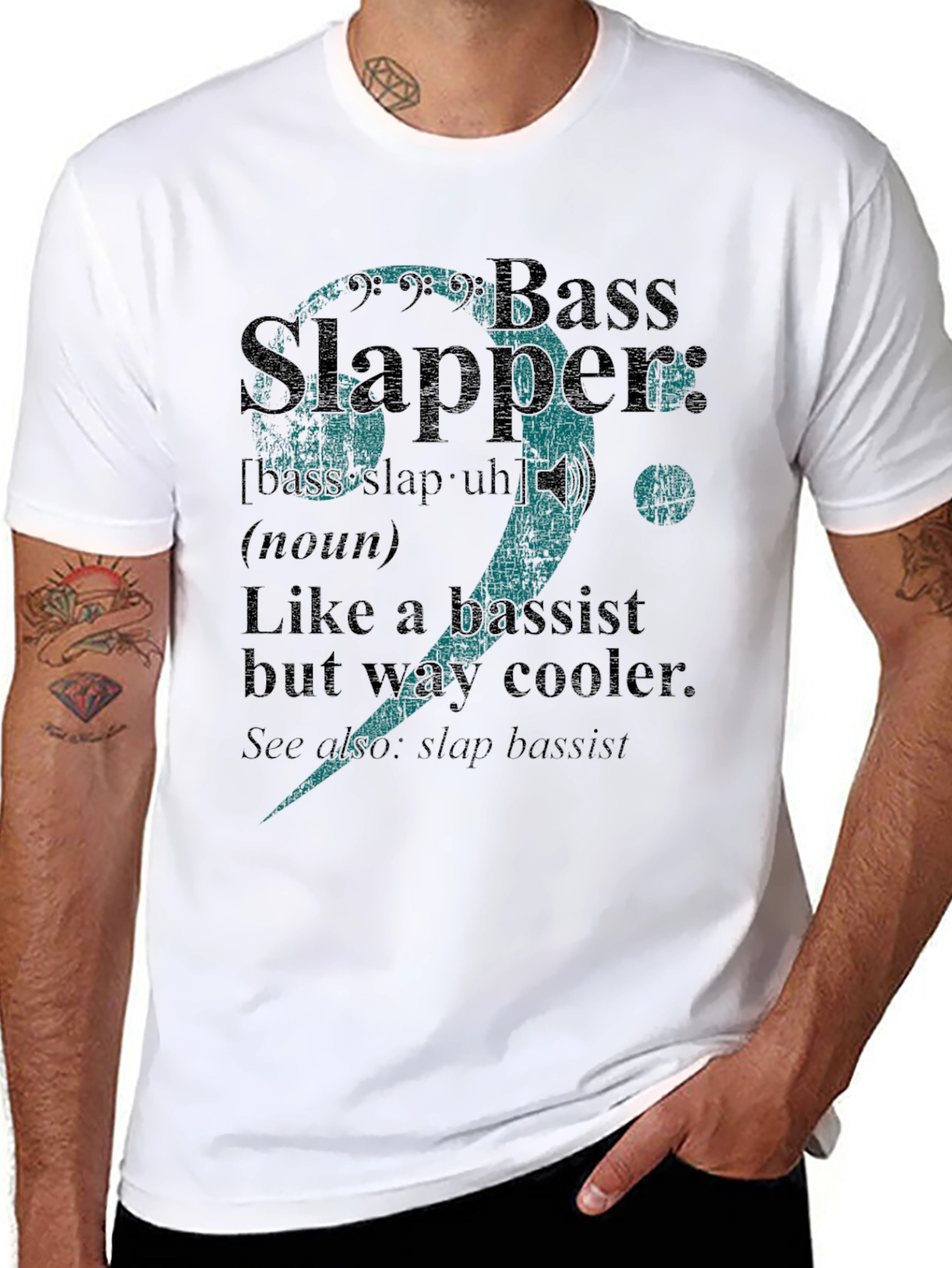 Black Bass Slapper Definition T-Shirt Funny Musician Tee view 8