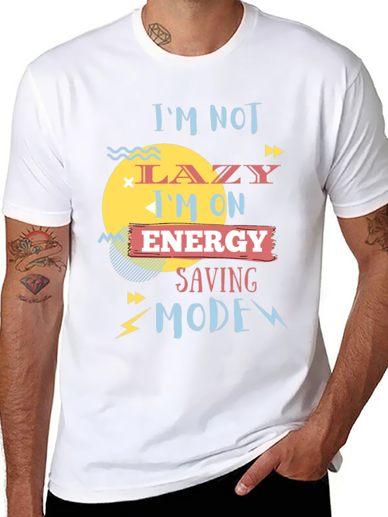Black Funny Energy Saving Mode T-Shirt view 8