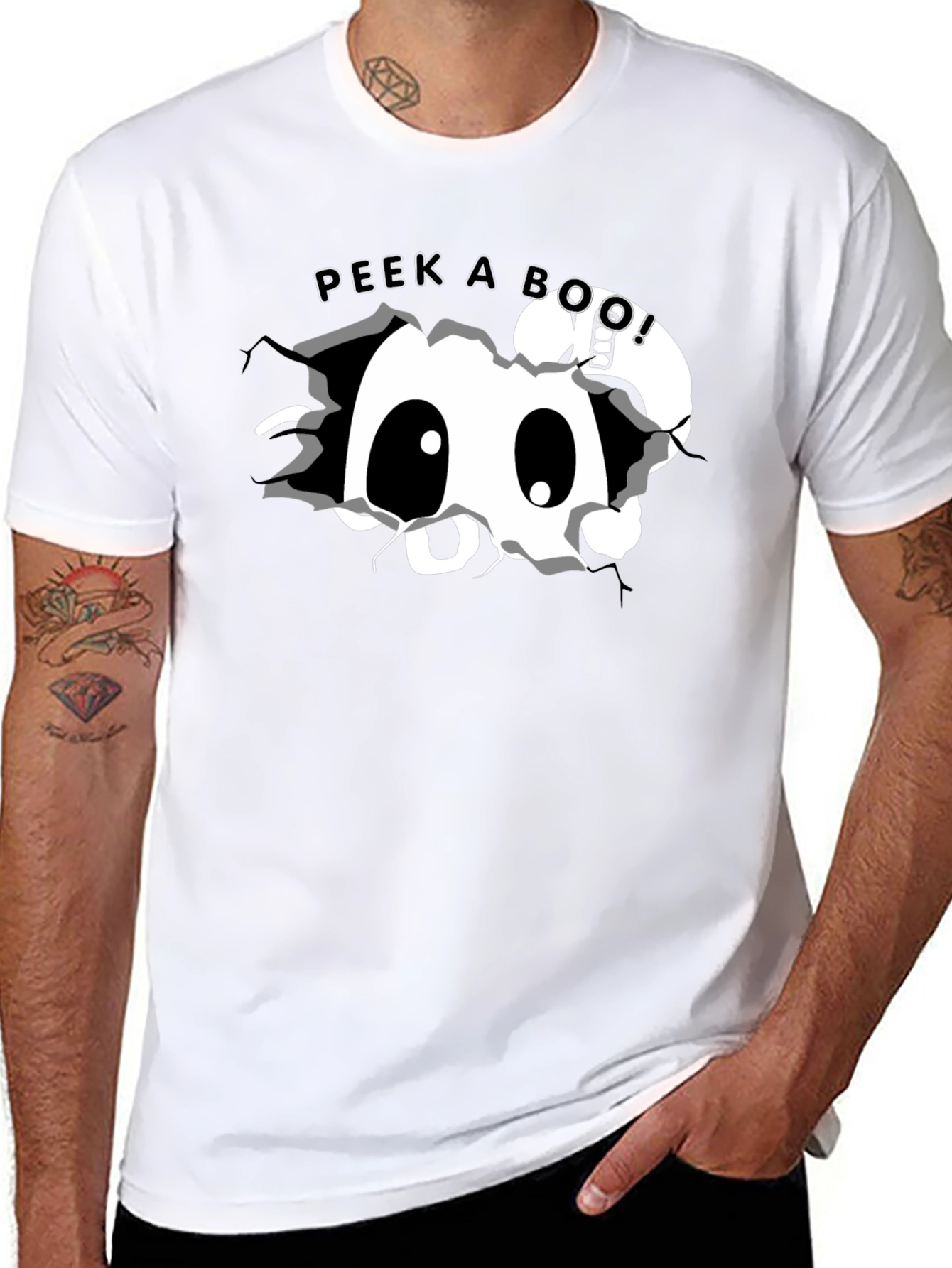 Black Peek-a-Boo Black Graphic Tee view 8