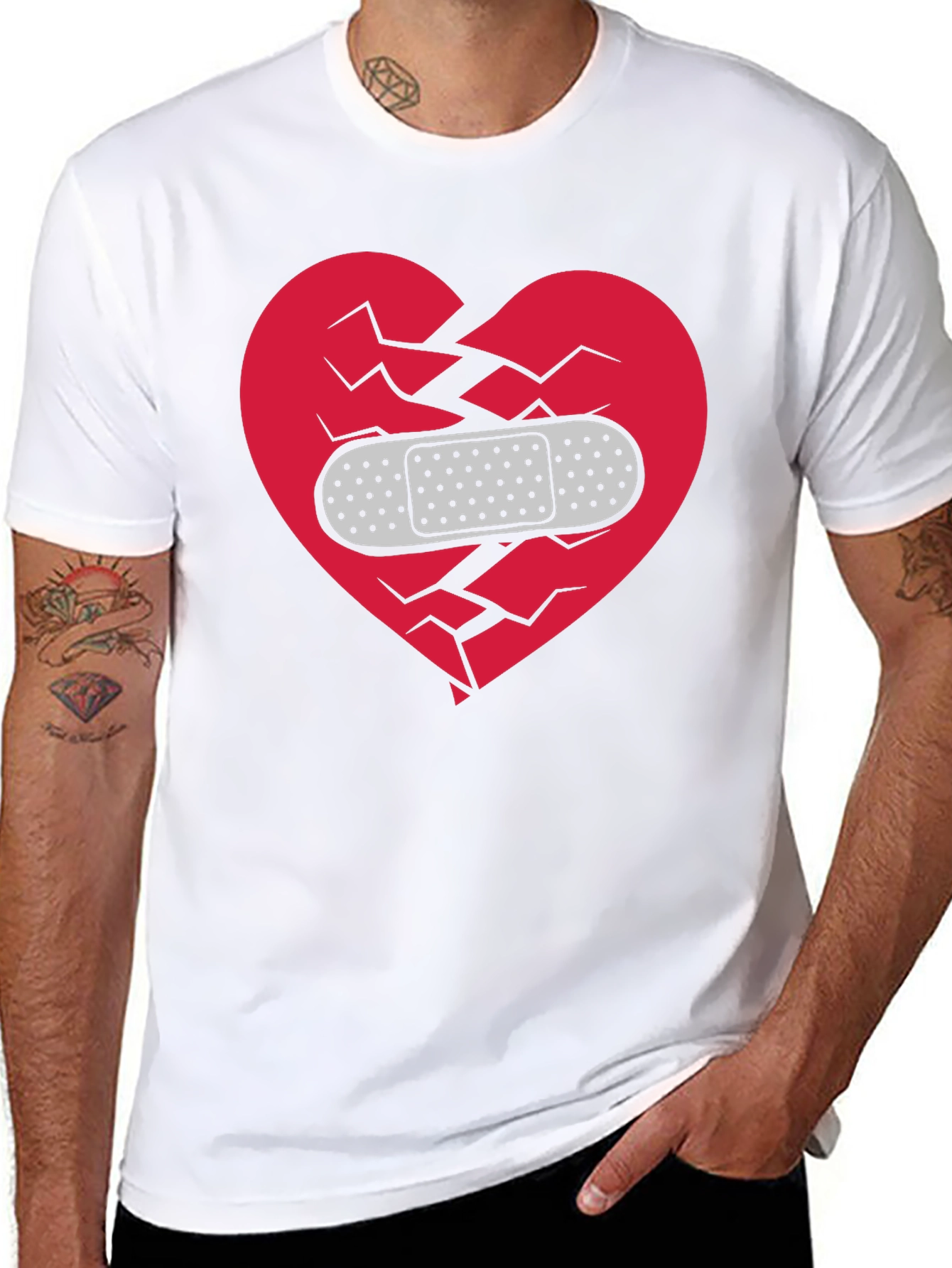 Black Broken Heart Healed T-Shirt - Mens Black Graphic Tee view 8